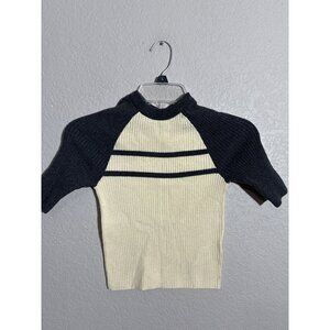 BDG Sweater Womens size XS Raglan Ribbed Knit Top Cream & Black Striped